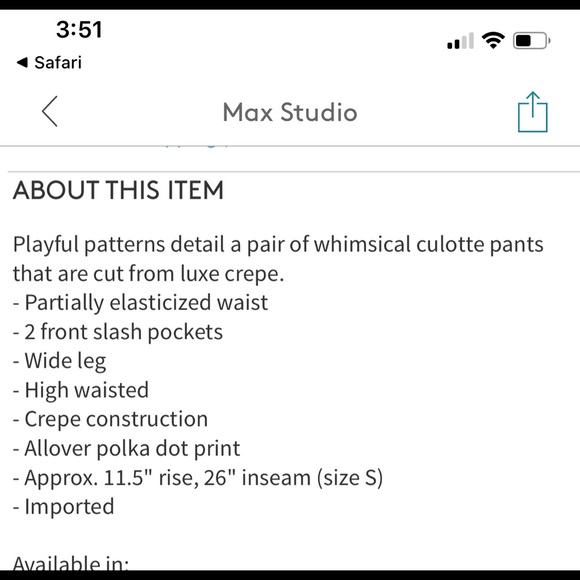 Max studio is polka dot wide leg cropped pants - Picture 4 of 8